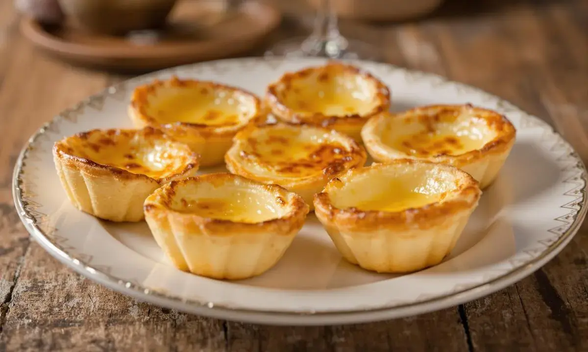 Assiette de délicieux pasteis de nata dorés, leur crème onctueuse invitant à la dégustation.