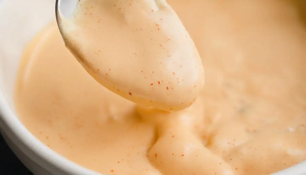 Une cuill&egrave;re de sauce Big Mac onctueuse, parsem&eacute;e de petites touches de paprika, pr&ecirc;te &agrave; &ecirc;tre d&eacute;gust&eacute;e.